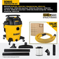 DEWALT 12 Gallon STEALTHSONIC Ultra Quiet Poly Wet Dry Vacuum, DXV12P - QTA Newest Noise Reduction Vac, 5.5 Peak HP Shop Vacuum for Jobsite/Workshop, Reduce Motor Noise, Yellow